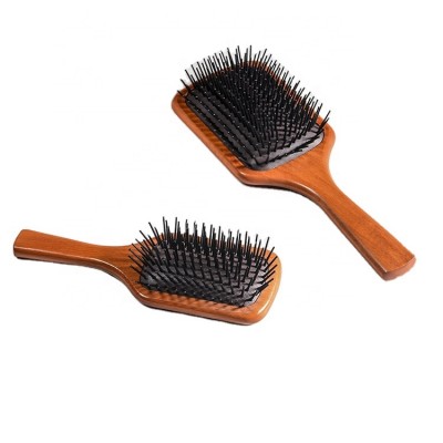 private label cushion pad wooden hair brush custom paddle brush wooden detangling brust set