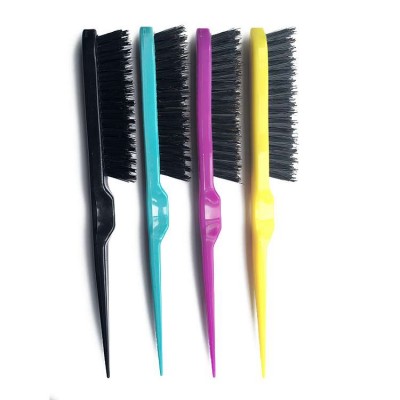 Various colors available 3 row mixed boar bristle back combing teasing hair brush teasing comb